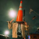 Me with a traffic cone on my head